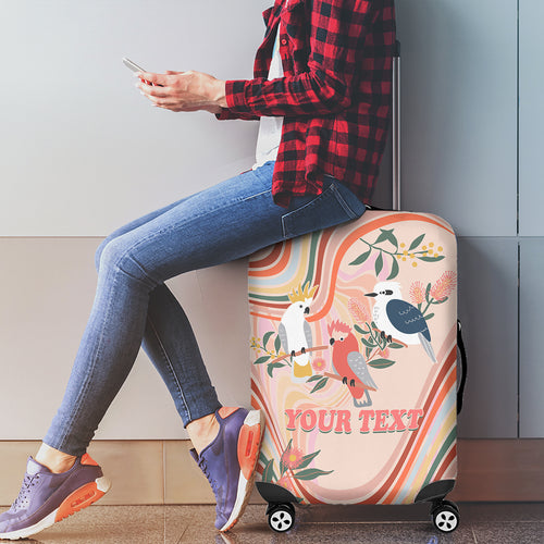 personalised-australia-hippie-christmas-luggage-cover-cockatoo-kookaburra-with-wattle-pink-peach-style