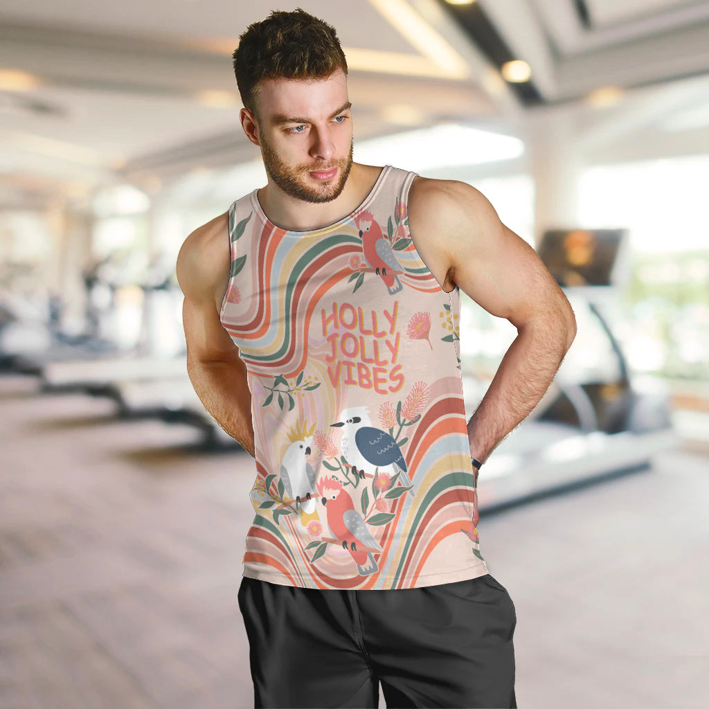 personalised-australia-hippie-christmas-men-tank-top-cockatoo-kookaburra-with-wattle-pink-peach-style