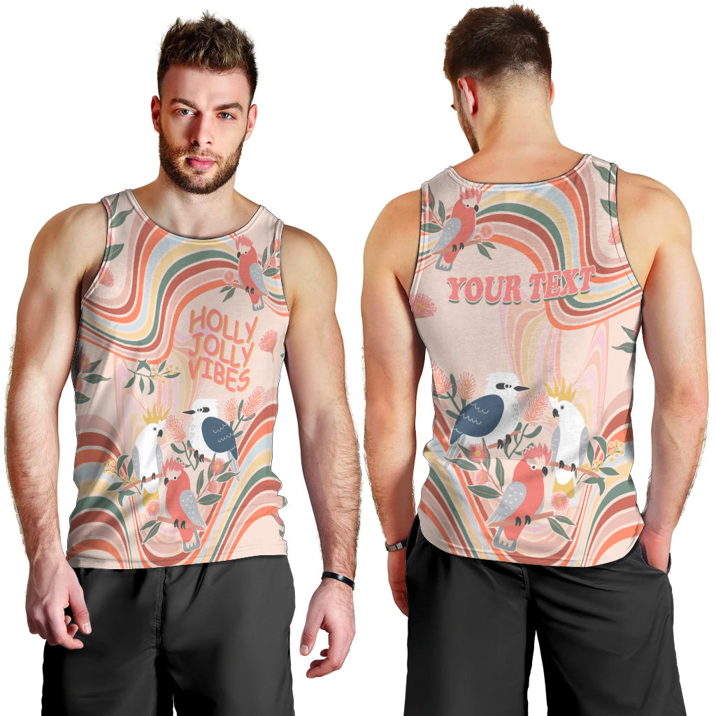 personalised-australia-hippie-christmas-men-tank-top-cockatoo-kookaburra-with-wattle-pink-peach-style