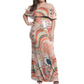 personalised-australia-hippie-christmas-off-shoulder-maxi-dress-cockatoo-kookaburra-with-wattle-pink-peach-style