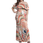 personalised-australia-hippie-christmas-off-shoulder-maxi-dress-cockatoo-kookaburra-with-wattle-pink-peach-style