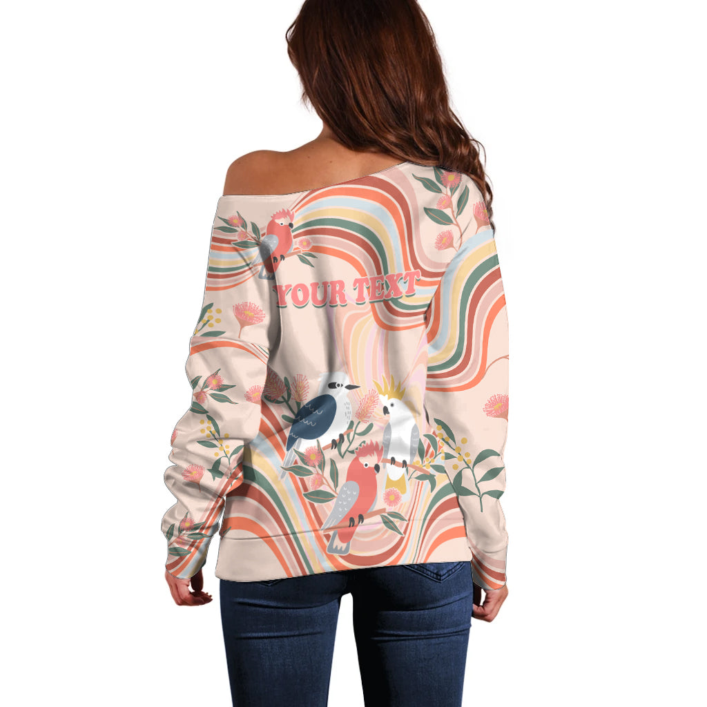 personalised-australia-hippie-christmas-off-shoulder-sweater-cockatoo-kookaburra-with-wattle-pink-peach-style