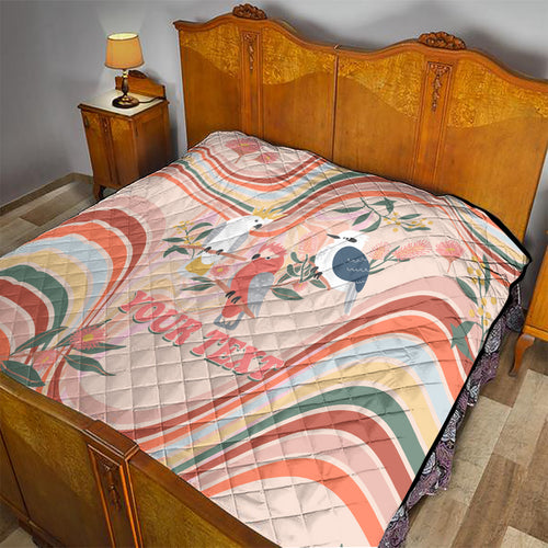 personalised-australia-hippie-christmas-quilt-cockatoo-kookaburra-with-wattle-pink-peach-style