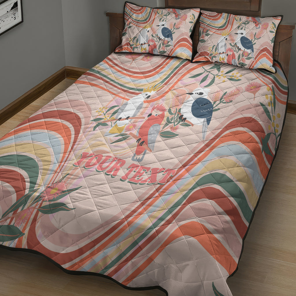 personalised-australia-hippie-christmas-quilt-bed-set-cockatoo-kookaburra-with-wattle-pink-peach-style