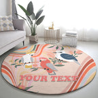 personalised-australia-hippie-christmas-round-carpet-cockatoo-kookaburra-with-wattle-pink-peach-style