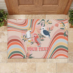 personalised-australia-hippie-christmas-rubber-doormat-cockatoo-kookaburra-with-wattle-pink-peach-style