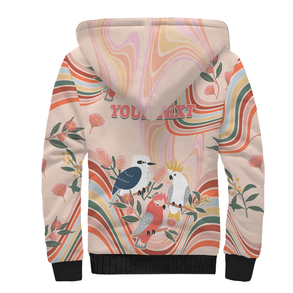 personalised-australia-hippie-christmas-sherpa-hoodie-cockatoo-kookaburra-with-wattle-pink-peach-style