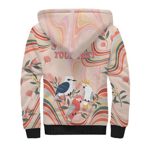 personalised-australia-hippie-christmas-sherpa-hoodie-cockatoo-kookaburra-with-wattle-pink-peach-style