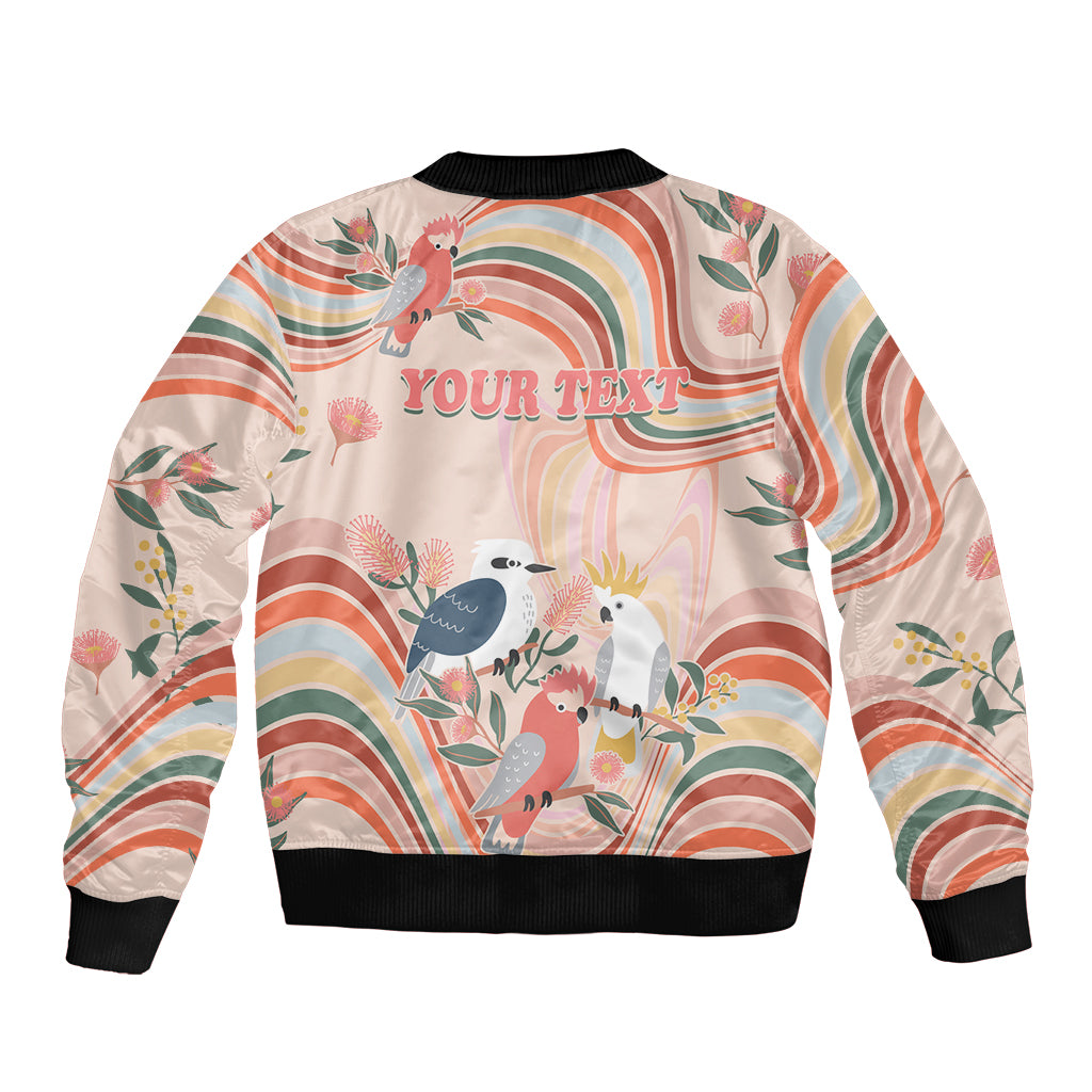 personalised-australia-hippie-christmas-sleeve-zip-bomber-jacket-cockatoo-kookaburra-with-wattle-pink-peach-style
