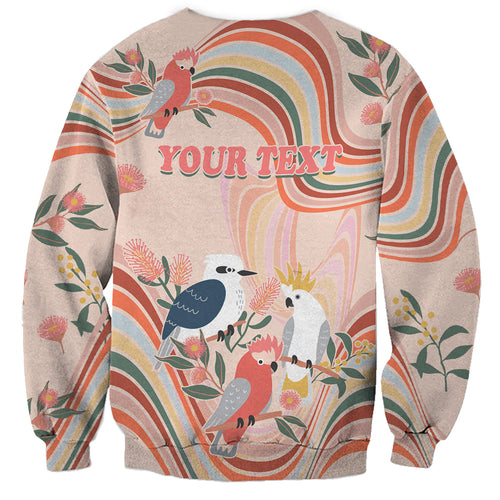 personalised-australia-hippie-christmas-sweatshirt-cockatoo-kookaburra-with-wattle-pink-peach-style