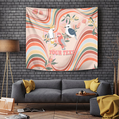 personalised-australia-hippie-christmas-tapestry-cockatoo-kookaburra-with-wattle-pink-peach-style