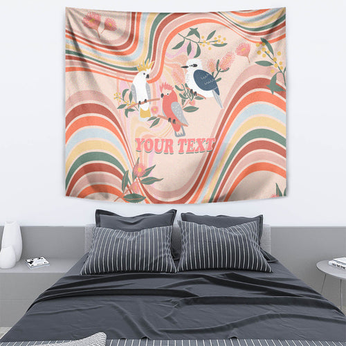 personalised-australia-hippie-christmas-tapestry-cockatoo-kookaburra-with-wattle-pink-peach-style