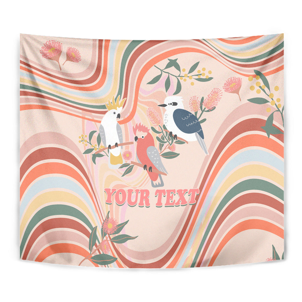 personalised-australia-hippie-christmas-tapestry-cockatoo-kookaburra-with-wattle-pink-peach-style