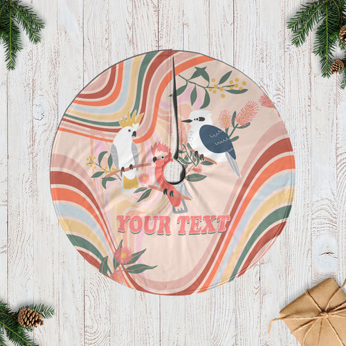 personalised-australia-hippie-christmas-tree-skirt-cockatoo-kookaburra-with-wattle-pink-peach-style