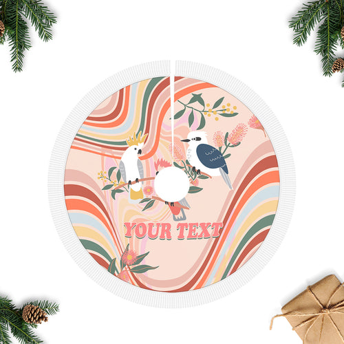 personalised-australia-hippie-christmas-tree-skirt-cockatoo-kookaburra-with-wattle-pink-peach-style