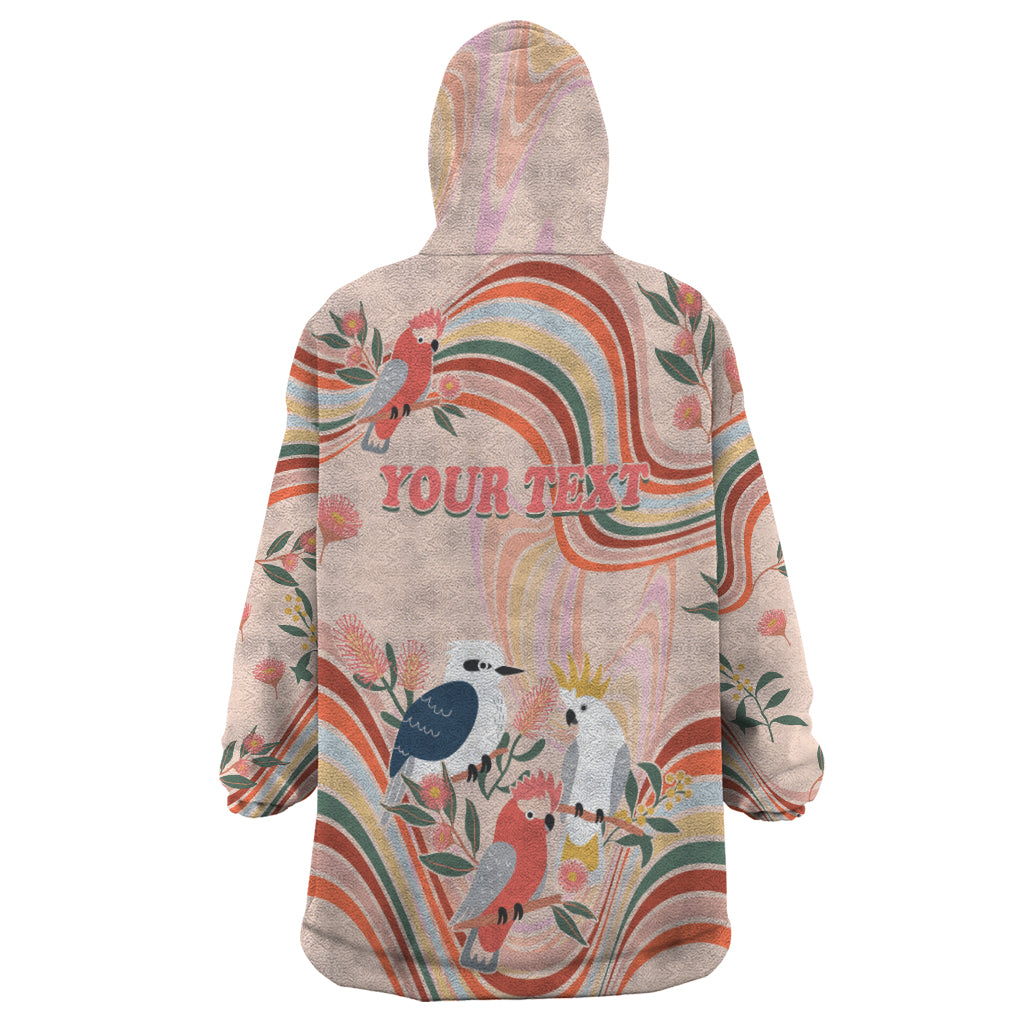 personalised-australia-hippie-christmas-wearable-blanket-hoodie-cockatoo-kookaburra-with-wattle-pink-peach-style