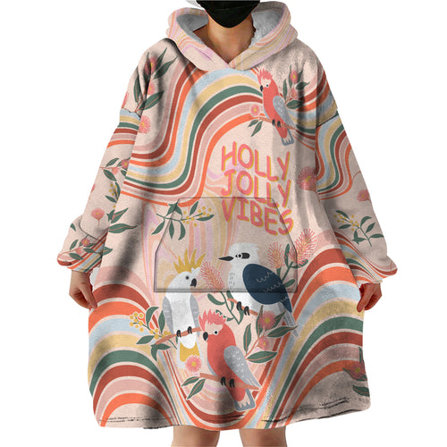 personalised-australia-hippie-christmas-wearable-blanket-hoodie-cockatoo-kookaburra-with-wattle-pink-peach-style