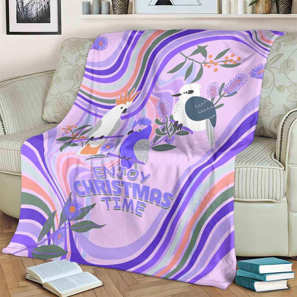 australia-hippie-christmas-blanket-cockatoo-kookaburra-with-wattle-violet-pastel-color