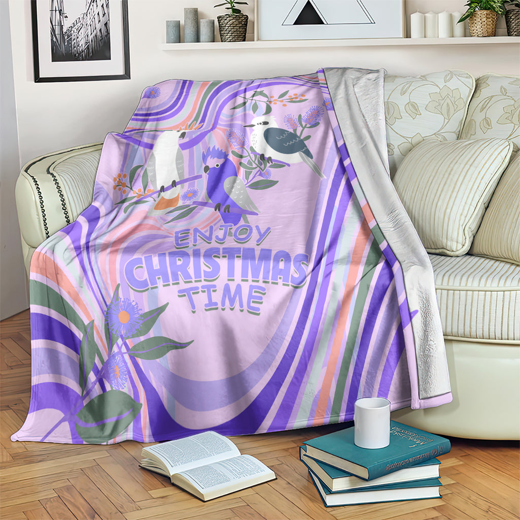 australia-hippie-christmas-blanket-cockatoo-kookaburra-with-wattle-violet-pastel-color
