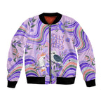 australia-hippie-christmas-bomber-jacket-cockatoo-kookaburra-with-wattle-violet-pastel-color
