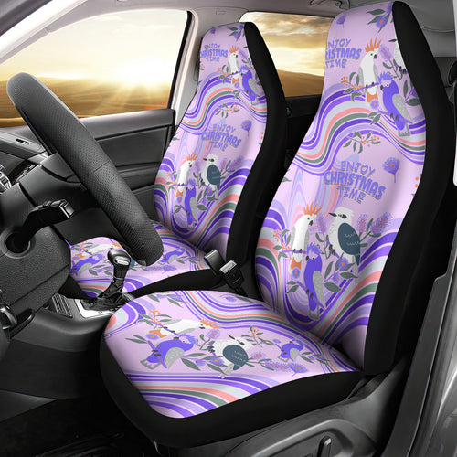 australia-hippie-christmas-car-seat-cover-cockatoo-kookaburra-with-wattle-violet-pastel-color