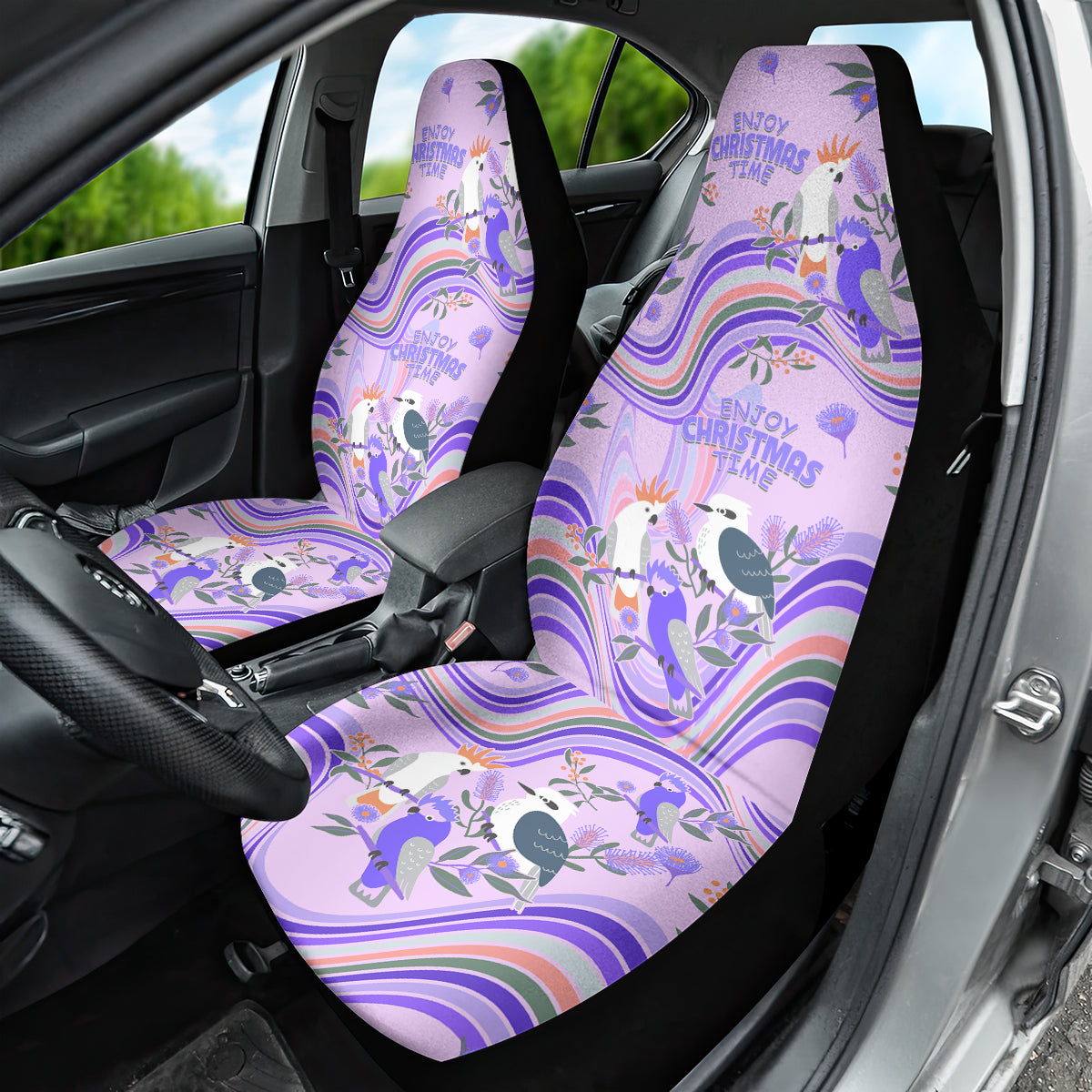 australia-hippie-christmas-car-seat-cover-cockatoo-kookaburra-with-wattle-violet-pastel-color