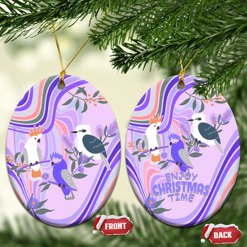 australia-hippie-christmas-ceramic-ornament-cockatoo-kookaburra-with-wattle-violet-pastel-color
