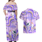 australia-hippie-christmas-couples-matching-off-shoulder-maxi-dress-and-hawaiian-shirt-cockatoo-kookaburra-with-wattle-violet-pastel-color