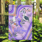australia-hippie-christmas-garden-flag-cockatoo-kookaburra-with-wattle-violet-pastel-color