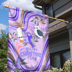 australia-hippie-christmas-garden-flag-cockatoo-kookaburra-with-wattle-violet-pastel-color
