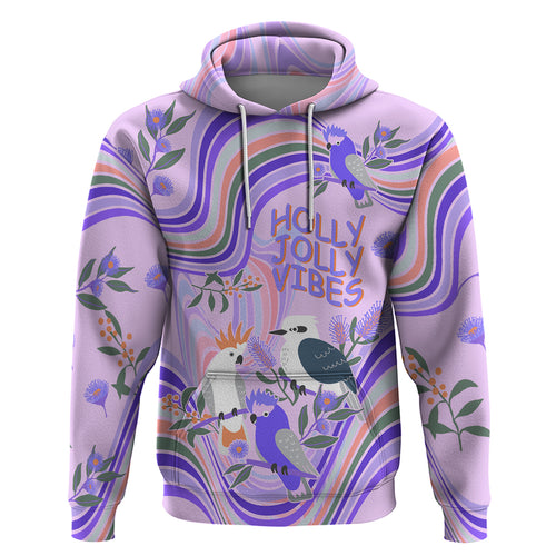 australia-hippie-christmas-hoodie-cockatoo-kookaburra-with-wattle-violet-pastel-color