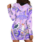 australia-hippie-christmas-hoodie-dress-cockatoo-kookaburra-with-wattle-violet-pastel-color