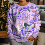 australia-hippie-christmas-kid-ugly-christmas-sweater-cockatoo-kookaburra-with-wattle-violet-pastel-color