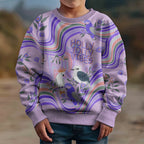 australia-hippie-christmas-kid-ugly-christmas-sweater-cockatoo-kookaburra-with-wattle-violet-pastel-color