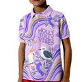 australia-hippie-christmas-kid-polo-shirt-cockatoo-kookaburra-with-wattle-violet-pastel-color