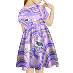 australia-hippie-christmas-kid-short-sleeve-dress-cockatoo-kookaburra-with-wattle-violet-pastel-color