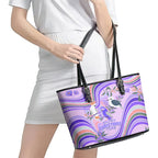 australia-hippie-christmas-leather-tote-bag-cockatoo-kookaburra-with-wattle-violet-pastel-color