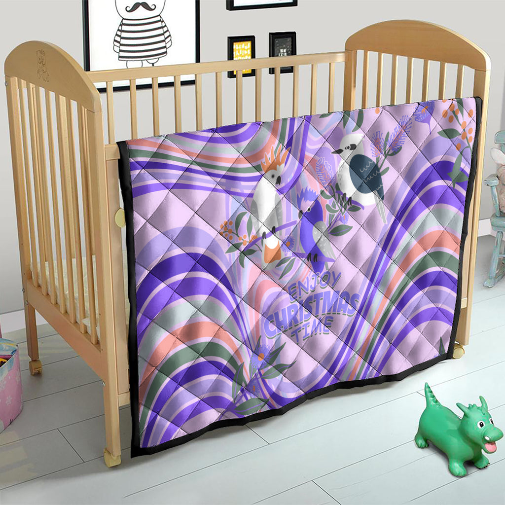 australia-hippie-christmas-quilt-cockatoo-kookaburra-with-wattle-violet-pastel-color