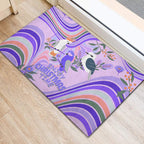 australia-hippie-christmas-rubber-doormat-cockatoo-kookaburra-with-wattle-violet-pastel-color
