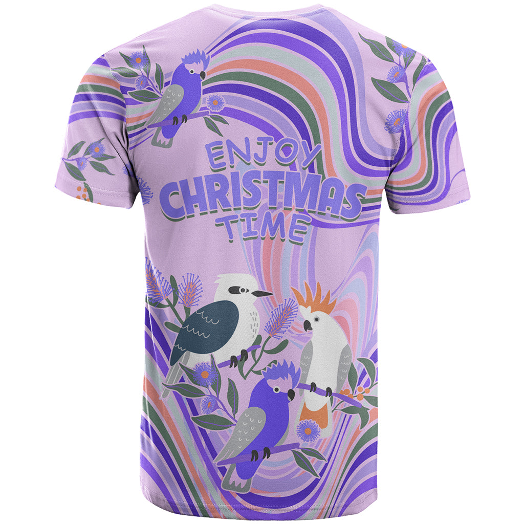 australia-hippie-christmas-t-shirt-cockatoo-kookaburra-with-wattle-violet-pastel-color