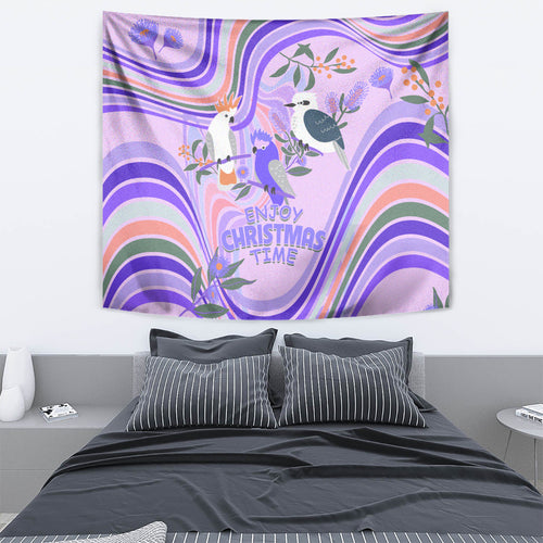 australia-hippie-christmas-tapestry-cockatoo-kookaburra-with-wattle-violet-pastel-color