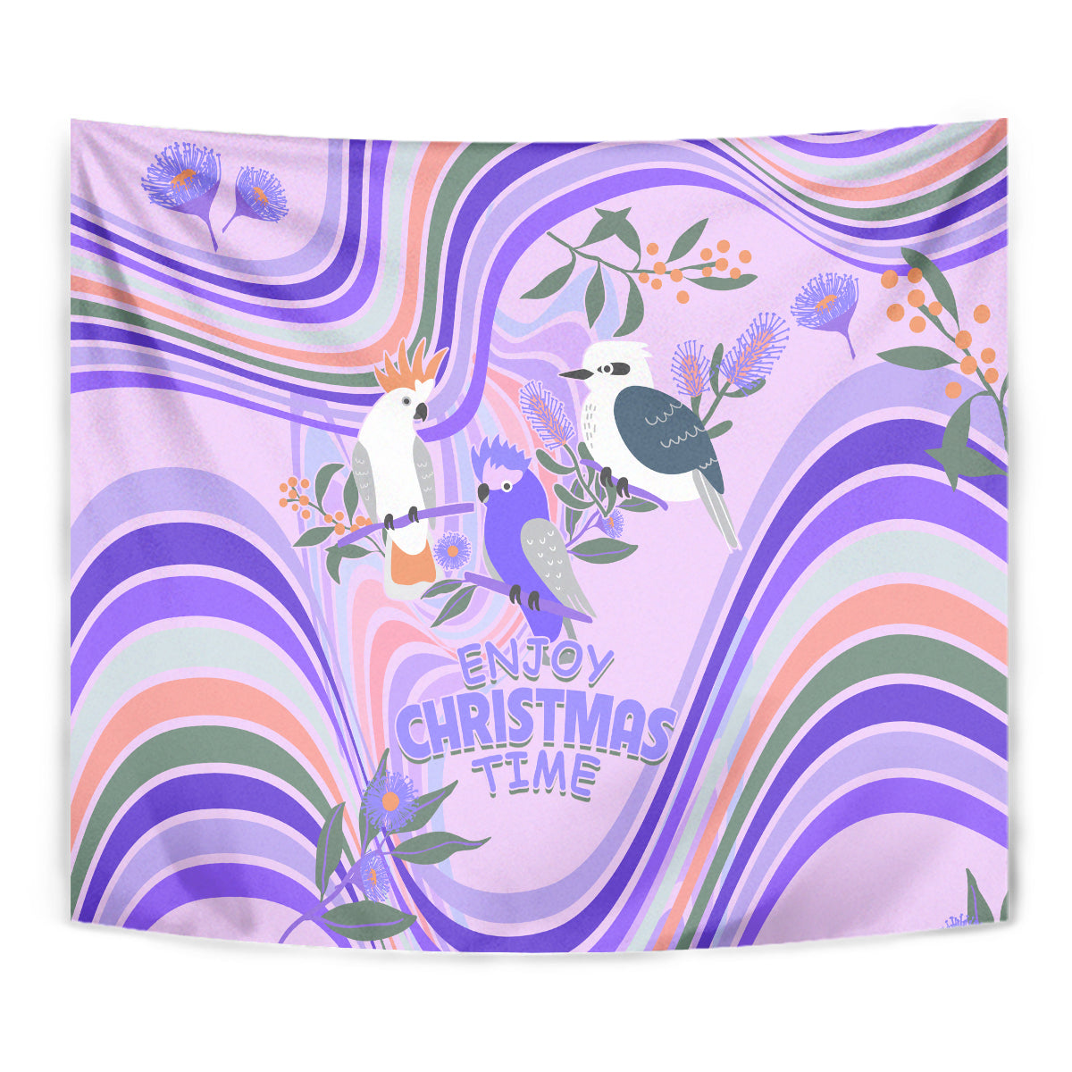 australia-hippie-christmas-tapestry-cockatoo-kookaburra-with-wattle-violet-pastel-color