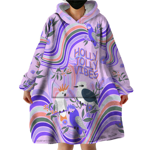 australia-hippie-christmas-wearable-blanket-hoodie-cockatoo-kookaburra-with-wattle-violet-pastel-color