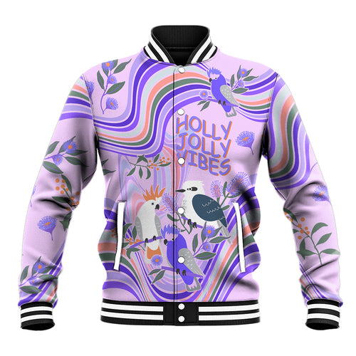 personalised-australia-hippie-christmas-baseball-jacket-cockatoo-kookaburra-with-wattle-violet-pastel-color