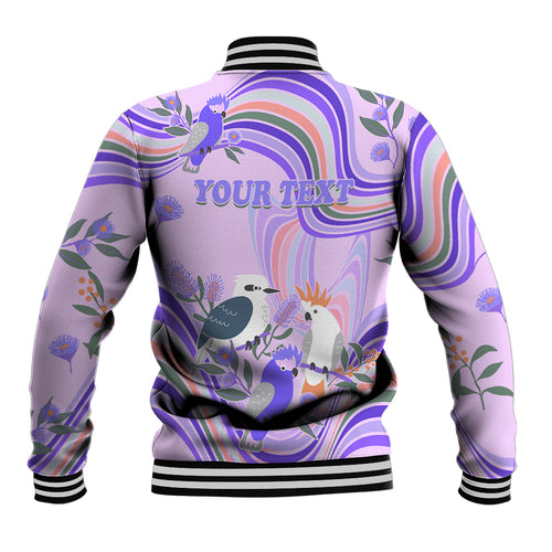 personalised-australia-hippie-christmas-baseball-jacket-cockatoo-kookaburra-with-wattle-violet-pastel-color