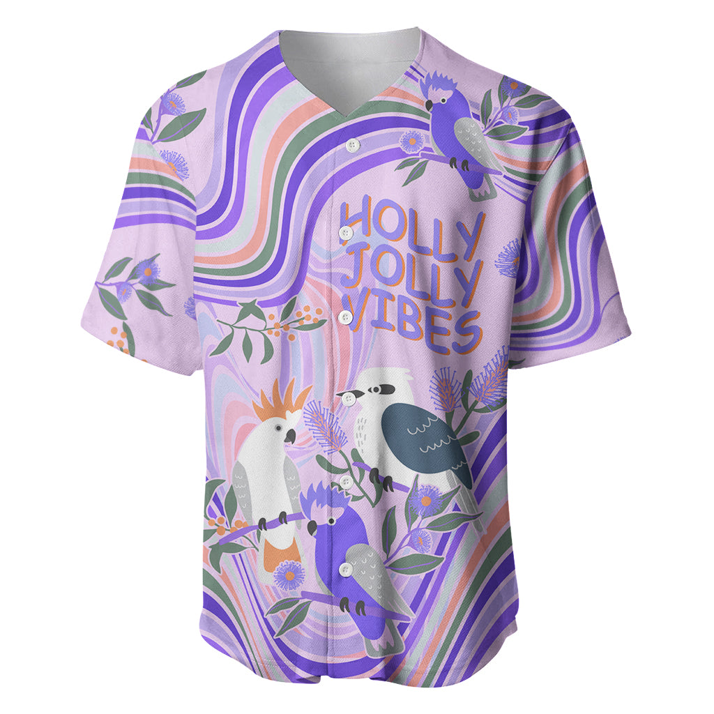 personalised-australia-hippie-christmas-baseball-jersey-cockatoo-kookaburra-with-wattle-violet-pastel-color