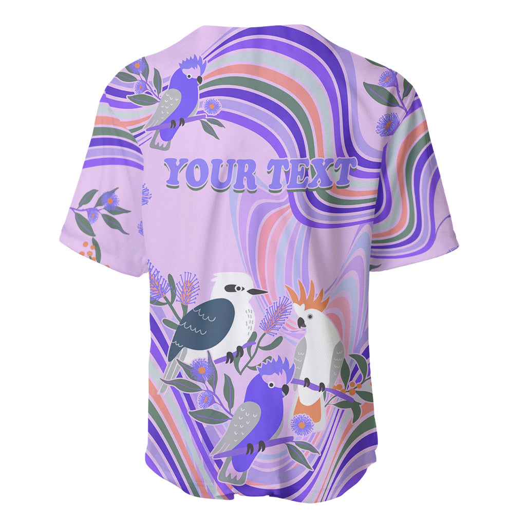 personalised-australia-hippie-christmas-baseball-jersey-cockatoo-kookaburra-with-wattle-violet-pastel-color