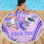 personalised-australia-hippie-christmas-beach-blanket-cockatoo-kookaburra-with-wattle-violet-pastel-color