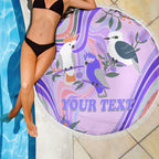 personalised-australia-hippie-christmas-beach-blanket-cockatoo-kookaburra-with-wattle-violet-pastel-color