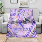 personalised-australia-hippie-christmas-blanket-cockatoo-kookaburra-with-wattle-violet-pastel-color